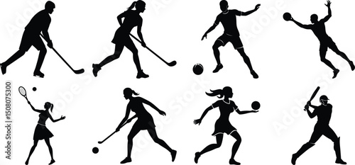 Set of vector silhouettes of people in sports. Human sports activities
