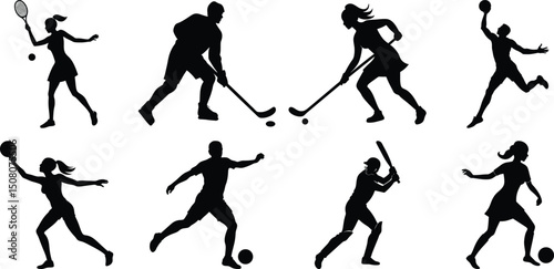 Set of vector silhouettes of people in sports. Human sports activities
