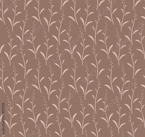 Japanese Swirl Leaf Branch Vector Seamless Pattern