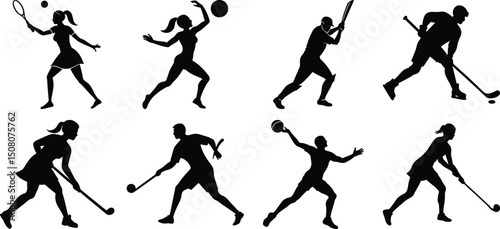 Set of vector silhouettes of people in sports. Human sports activities
