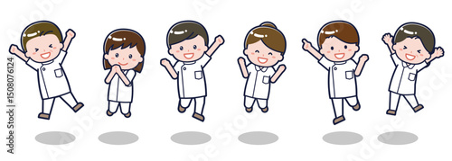 いろいろな人物セット_はしゃぐ_ナース