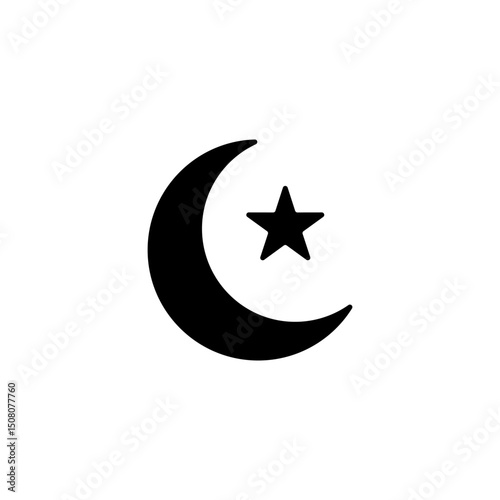 Crescent Moon and Star Islamic Symbol