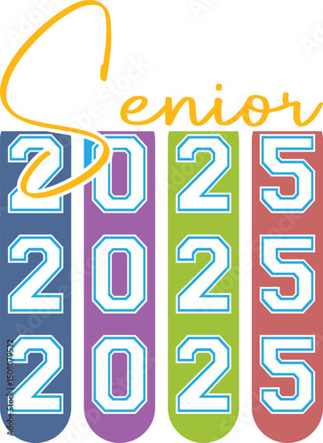 Colorful Senior 2025 Graduation T-Shirt Design for Students