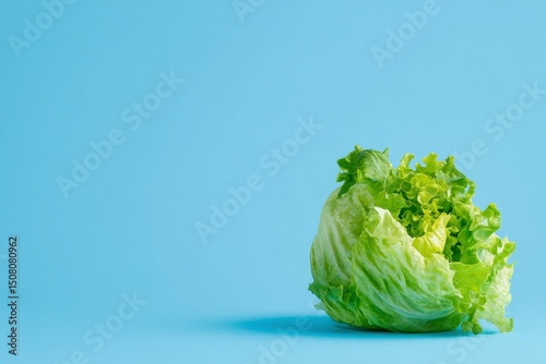 Fresh Green Lettuce on Blue