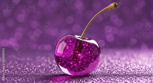 Sparkling Purple Cherry with Bokeh Background: A Luxurious and Festive Treat.