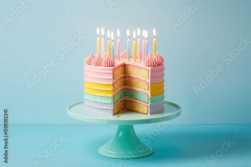 Pastel Layer Cake with Candles