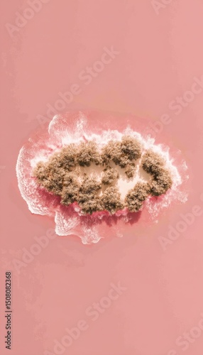 Pink Island On Calm Waters