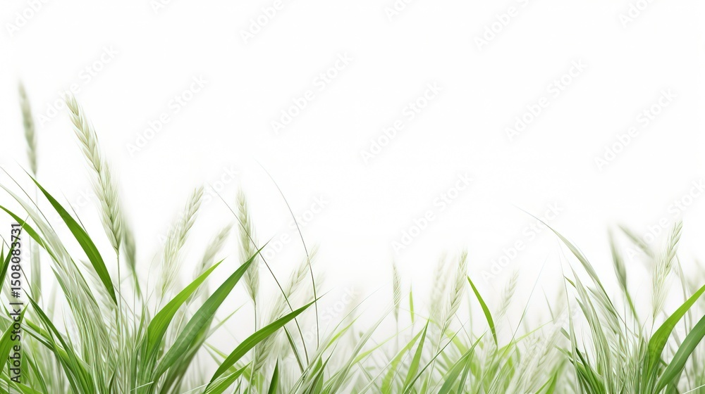 Obraz premium Fresh Green Grass Blades in a Bright Light Background for Nature Lovers