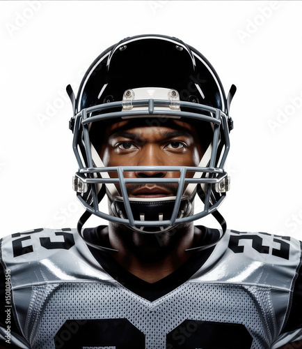 American Football Player in Helmet