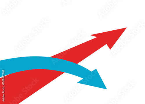Red Arrow Moving Straight Forward, Blue Arrow Turning Right Away