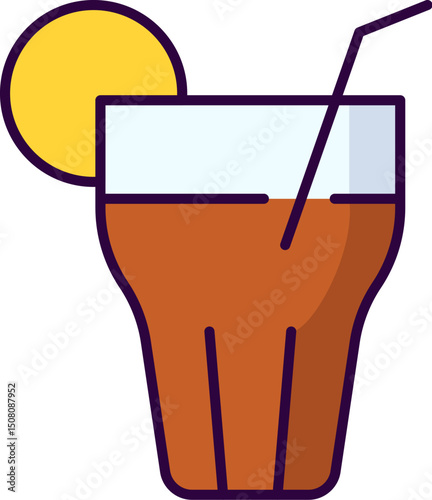 Beverage with Lemon Filled Outline Icon for Graphic and Web Design, Apps, Adverts, Various Cards