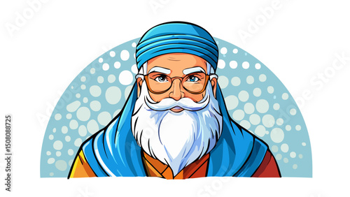 Bearded Islamic Scholar Illustration
