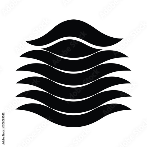 Abstract black wave graphic element design with layered wavy shapes for creative projects