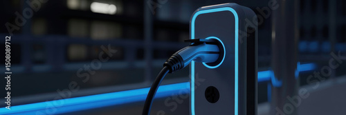 Modern EV Charging Station at Night