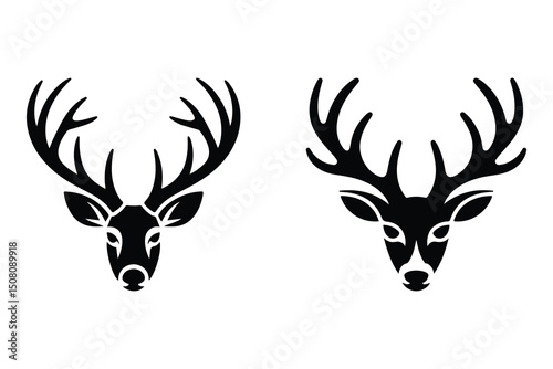 Minimalist Deer Head Silhouette Vector Illustration