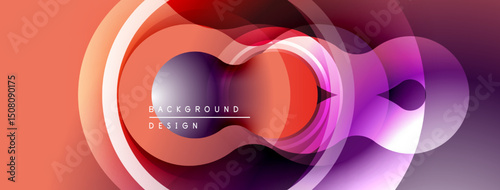 Abstract design features overlapping circles, vibrant colors. Gradient transitions create dynamic visual effect. Modern, stylish background element.