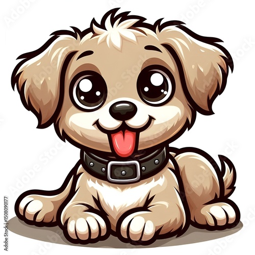 Cartoon image of a cute puppy sticking out its tongue 