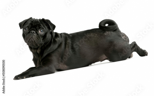 Playful Black Pug Dog Posing