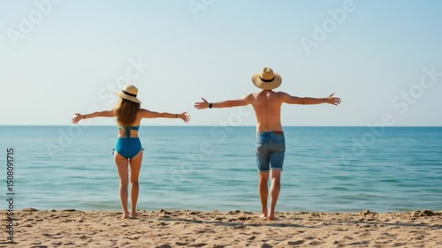 Couple relaxing on beach