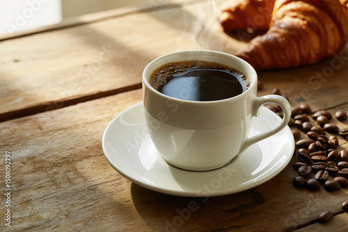 Hot Coffee with Croissant