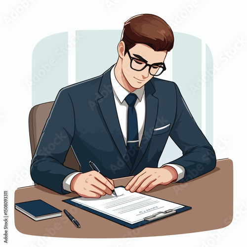 a boss is signing a contract