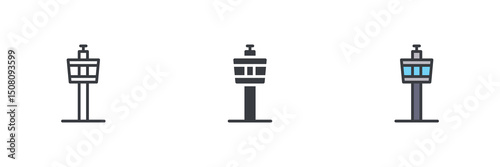 Air traffic control tower different style icon se