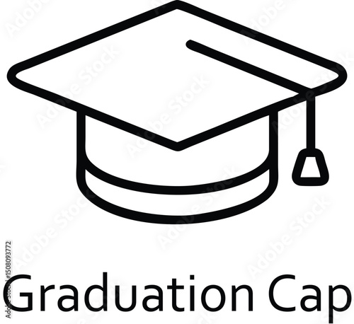 Clean vector outline of a graduation cap icon, symbolizing education, academic success, school or university achievements, ideal for certificates, e-learning platforms, and web design

