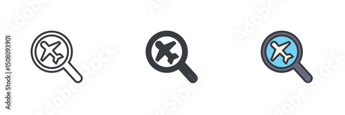 Flight search different style icon set