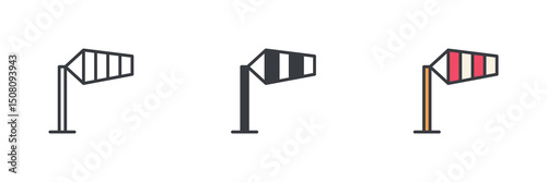 Aviation weather windsock different style icon set