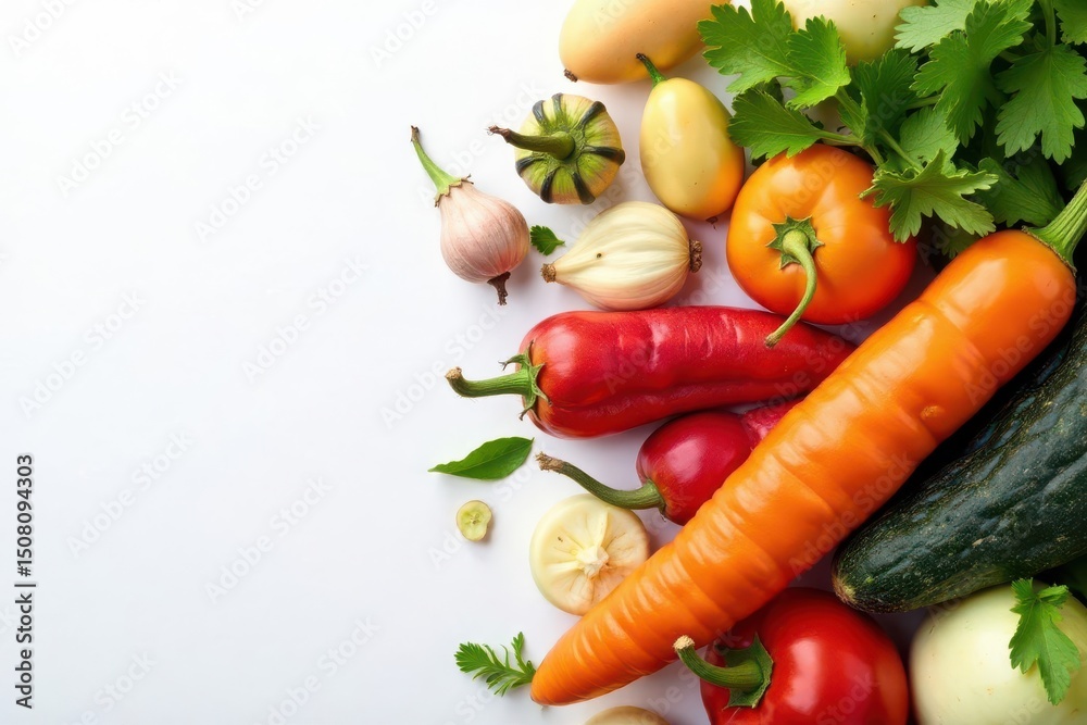 Assortment of dried vegetables on white backdrop , air-dried, design, close up Assortment of dried vegetables on white backdrop , air-dried, design, close up