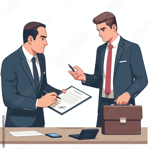 a boss is signing a contract
