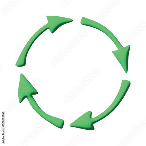 3d recycle arrow icon Recycling resources symbol Reuse of materials, zero waste, green environment, saving the planet