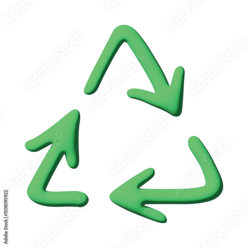 3d recycle arrow icon Recycling resources symbol Reuse of materials, zero waste, green environment, saving the planet