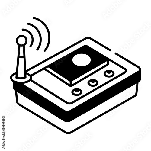 A hand drawn style icon of rfid scanner
