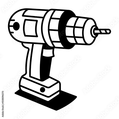 A hand drawn style icon of drill
