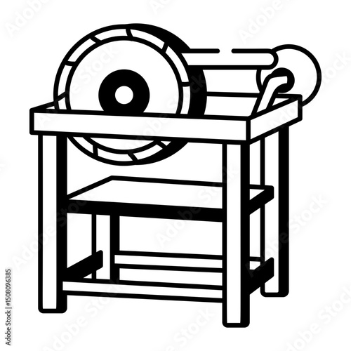A hand drawn style icon of grinding machine
