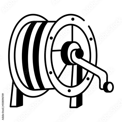 A hand drawn style icon of hose reel