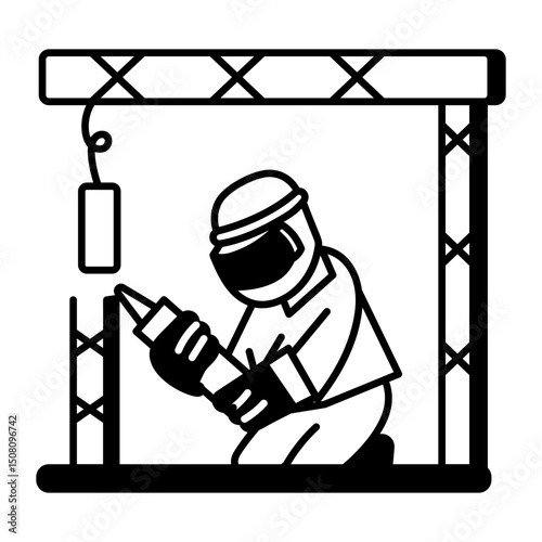 A drawing style icon of welder
