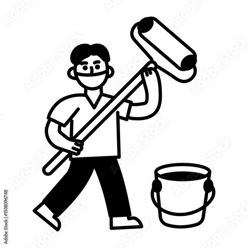 A doodle style icon of painter
