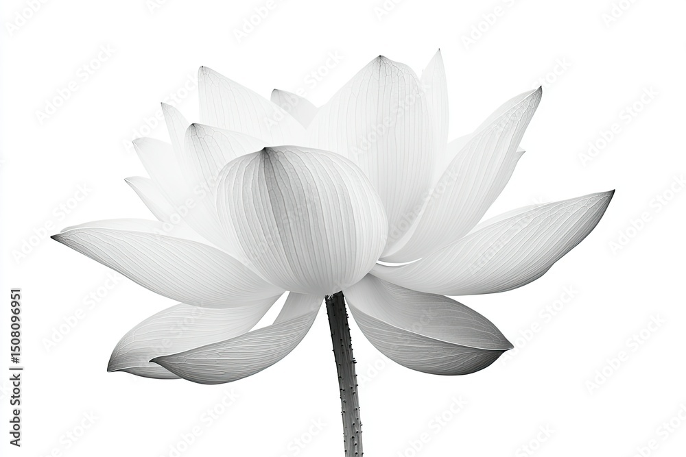 Fototapeta premium Grayscale lotus flower close-up.