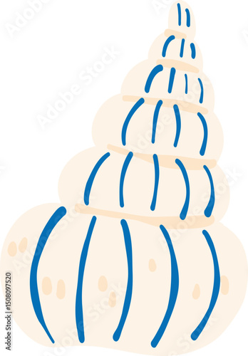 Illustration of a Seashell with Spiral Shape