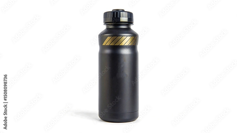 Sleek Black Water Bottle with Gold Accents Ideal for Hydration Fitness Sports Outdoors Sleek Black Water Bottle with Gold Accents Ideal for Hydration Fitness Sports Outdoors