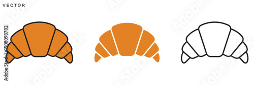 Croissants vector icon, French breakfast symbol, Croissants outline on a white background