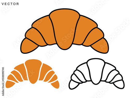 Croissants vector icon, French breakfast symbol, Croissants outline on a white background