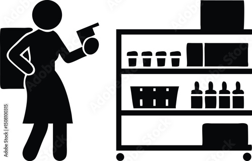 Overloaded shelves with diverse groceries vector illustration