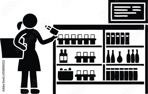 Overloaded shelves with diverse groceries vector illustration