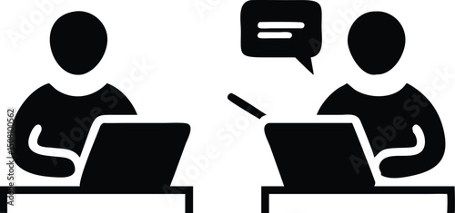 Two people actively communicating dialogue illustration