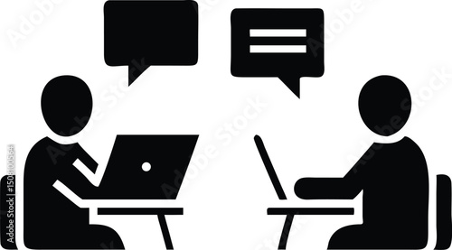 Two people actively communicating in a dialogue illustration