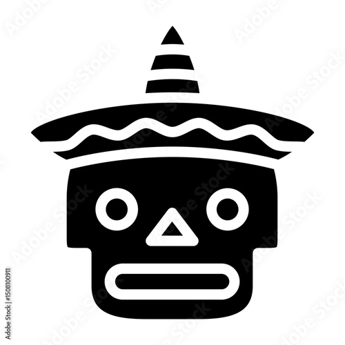 Day of the Dead Skull Vector Glyph Icon Design