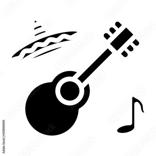 Mexican Street Music Vector Glyph Icon Design